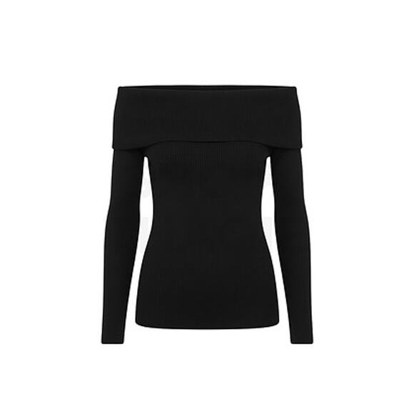 HYACINTH HOUSE Black Knit Off-The-Shoulder Adrianna Top Size S NWT - Picture 7 of 7